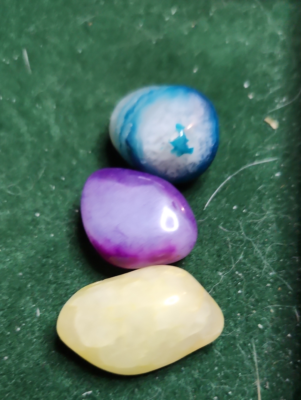Tumbled and Polished Mineral Trio - Purple, Blue & Yellow
